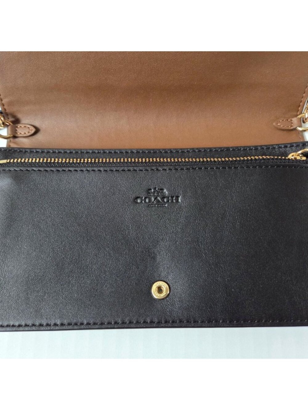 Coach Anna Foldover Clutch Crossbody Brown Signature Canvas & Leather Purse - Picture 11 of 16
